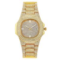 Reloj de Pulsera de mujeres, fundición, con Vidrio, movimiento chino, chapado, para mujer & con diamantes de imitación, más colores para la opción, 250x42x9mm, Vendido por UD