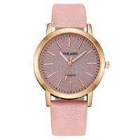 Women Wrist Watch, PU Leather, with Glass & Zinc Alloy, Chinese movement, Round, gold color plated, for woman 
