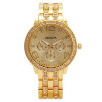 Geneva® women Watch, Iron, with Glass, Chinese movement, Round, plated, for woman & with rhinestone 