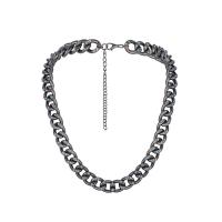 Iron Necklace, iron lobster clasp, with 3.94Inch extender chain, curb chain & for man & with rhinestone, plumbum black Approx 19.69 Inch 