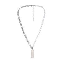 Plastic Pearl Necklace, Titanium Steel, with ABS Plastic Pearl, with 3.15Inch extender chain, Rectangle, for man, original color Approx 21.65 Inch 