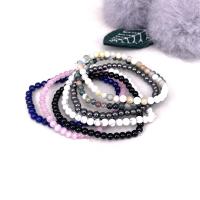 Gemstone Bracelet, with Elastic Thread, Round, elastic & for woman, 4mm Approx 7.3 Inch 
