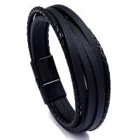 PU Leather Cord Bracelets, with Zinc Alloy, handmade, Unisex Approx 8.07 Inch 