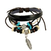 Cowhide Bracelets, Full Grain Cowhide Leather, with Zinc Alloy, handmade, Unisex 6mm Approx 6.69 Inch 