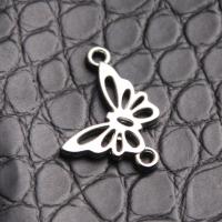 Zinc Alloy Charm Connector, Butterfly, plated, silver color 