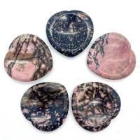 Rhodonit Thumb Worry Stone, Herz, gemischte Farben, 40x40x6mm, verkauft von PC