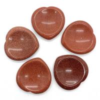 Goldsand Thumb Worry Stone, Herz, rote Orange, 40x40x6mm, verkauft von PC