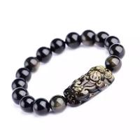 or Obsidian bracelet, unisexe & protection contre les radiations, couleurs mélangées Environ 15 cm, Vendu par PC