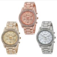Uhrenarbänder für Frauen, Zinklegierung, mit Glas & Edelstahl, chinesische Bewegung, mit Strass, keine, 210mm,37x10mm, verkauft von PC