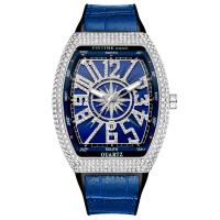 Bracelets de montre pour hommes, acier inoxydable, avec cuir PU & verre & alliage de zinc, mouvement chinoise, avec strass, plus de couleurs à choisir Vendu par PC