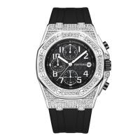 Men Wrist Watch, Stainless Steel, with Glass & Silicone & Zinc Alloy, Chinese movement, for man & waterproof & with rhinestone 