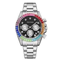 Bracelets de montre pour hommes, acier inoxydable, avec Cuir & verre, mouvement chinoise, imperméable & avec strass, plus de couleurs à choisir Vendu par PC
