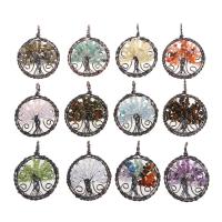 Tree Of Life Pendants, Brass, with Gemstone, Round, plated, fashion jewelry & DIY & for woman 