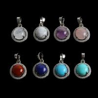 Gemstone Brass Pendants, with Gemstone, Round, plated, fashion jewelry & DIY & for woman Approx 6mm 