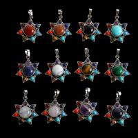 Gemstone Brass Pendants, with Gemstone, plated, fashion jewelry & DIY & for woman Approx 6mm 