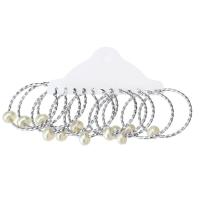 Edelstahl Hoop Ohrringe, mit ABS-Kunststoff-Perlen, 6 Stück & Modeschmuck & für Frau, originale Farbe, 55x45x49mm, 6PaarePärchen/setzen, verkauft von setzen