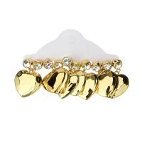 Stainless Steel Drop Earring, gold color plated, 6 pieces & fashion jewelry & for woman & with rhinestone, golden, 43mm 