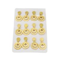 Stainless Steel Drop Earring, gold color plated, 6 pieces & fashion jewelry & for woman & with rhinestone, golden 
