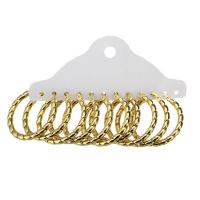 Edelstahl Hoop Ohrringe, rund, goldfarben plattiert, 6 Stück & Modeschmuck & für Frau, goldfarben, 4x38x34mm, 6PaarePärchen/setzen, verkauft von setzen
