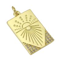 Cubic Zirconia Micro Pave Brass Pendant, Rectangle, gold color plated, fashion jewelry & micro pave cubic zirconia & for woman, golden Approx 3mm 