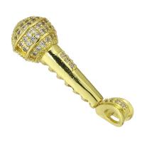 Colgante de Micro Pavé de Zirconía Cúbica, metal, chapado en color dorado, Joyería & Bricolaje & micro arcilla de zirconia cúbica & para mujer, dorado, 9x30x9mm, Vendido por UD