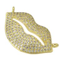 Cubic Zirconia Micro Pave Brass Connector, gold color plated, fashion jewelry & DIY & micro pave cubic zirconia & for woman, golden Approx 1mm 