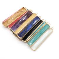 Gemstone Brass Pendants, with Brass, Rectangle, gold color plated, fashion jewelry 