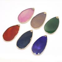 Agate Brass Pendants, Gemstone, with Brass, Teardrop, gold color plated, fashion jewelry 