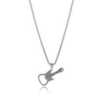 Stainless Steel Jewelry Necklace, Guitar, plated, fashion jewelry & blacken .62 Inch 