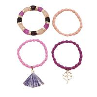 Resin Bracelets, bracelet, with Polyester Cord & Zinc Alloy, plated, 4 pieces & fashion jewelry, Inner Approx 55mm 