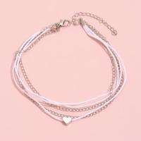 Zinc Alloy Anklet, with Polyester Cord, with 1.97 extender chain, plated, fashion jewelry & multilayer cm 