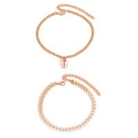 Zinc Alloy Anklet, with Acrylic, with 2.76 extender chain, gold color plated, 2 pieces & fashion jewelry, golden, 21cm,20cm 