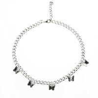 Collar de la joyería de titanio, Partículas de acero, Mariposa, chapado en color de plata, plateado, longitud:40 cm, Vendido por UD