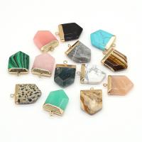 Gemstone Brass Pendants, Natural Stone, with Brass, arrowhead, gold color plated & Unisex 