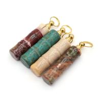 Natural Stone Perfume Bottle Pendant, with Brass, Bamboo, gold color plated & Unisex 