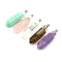 Natural Stone Perfume Bottle Pendant, with Brass, Conical, silver color plated & Unisex 