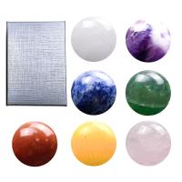 Gemstone Ball Sphere, polished, 7 pieces, mixed colors, 25mm 