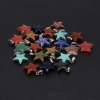 Gemstone Zinc Alloy Pendants, with Zinc Alloy, Star, silver color plated, random style & fashion jewelry, mixed colors 