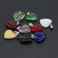 Gemstone Zinc Alloy Pendants, with Zinc Alloy, Heart, silver color plated, random style & fashion jewelry, mixed colors 