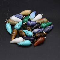Gemstone Zinc Alloy Pendants, with Zinc Alloy, silver color plated, random style & fashion jewelry, mixed colors 