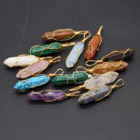 Gemstone Brass Pendants, with Brass, gold color plated, random style & fashion jewelry, mixed colors 