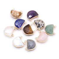 Gemstone Zinc Alloy Pendants, with Zinc Alloy, Dome, gold color plated, DIY & faceted & double-hole 