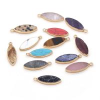 Gemstone Brass Pendants, with Brass, Horse Eye, gold color plated, DIY 