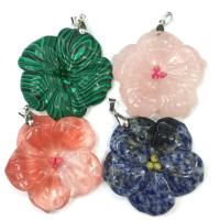 Gemstone ювелирные изделия Кулон, Полудрагоценный камень, Форма цветка, DIY & различные материалы для выбора, Много цветов для выбора, 50mm, продается PC