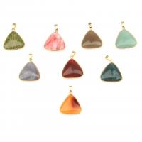 Gemstone Zinc Alloy Pendants, with Zinc Alloy, Triangle, gold color plated, DIY 