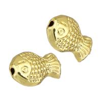 Zinc Alloy Animal Beads, Fish, gold color plated Approx 1mm 