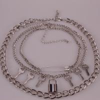 Fashion Multi Layer Necklace, Zinc Alloy, plated, multilayer & Unisex, silver color 