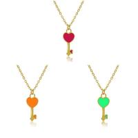 Brass Jewelry Necklace, with 1.97 extender chain, Key, high quality plated, fashion jewelry & for woman & enamel .75 Inch 