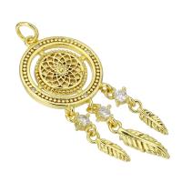 Cubic Zirconia Micro Pave Brass Pendant, fashion jewelry & micro pave cubic zirconia & for woman, golden Approx 3mm 