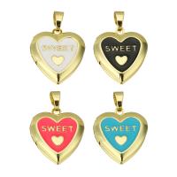 Brass Locket Pendants, gold color plated, fashion jewelry & DIY & for woman & enamel Approx 3mm 